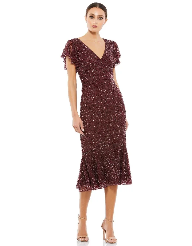 Crazy Discounts Inside!Mac Duggal 10801 Short Cap Sleeve Ruffle Dress