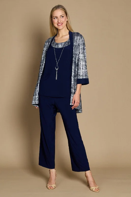 Must-Have Deals Inside!R&M Richards 2587W Metallic Printed Formal Pant Set