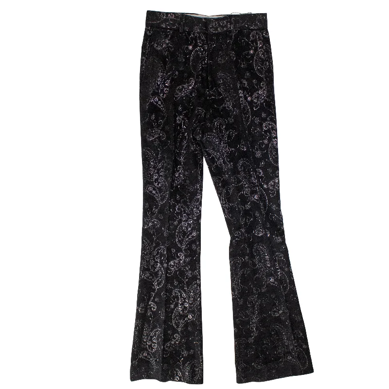 Get It Before It’s Gone!Amiri Paisley Velvet Glitter Flare - Black