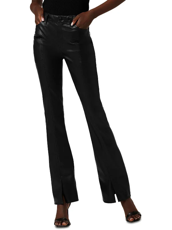 Incredible Savings Inside!BARBARA Womens Faux Leather High Waist Bootcut Pants