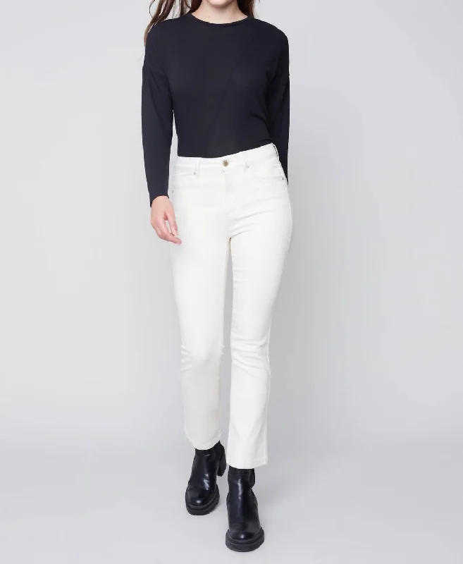Save Money, Shop Happy!Bootleg Stretch Twill Pant In White