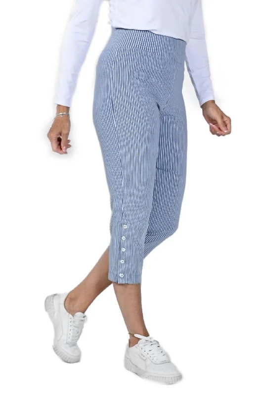 Instant Savings Await!Button-Detail Capri Pant In Blue/white