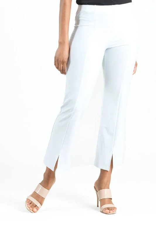 Buy One, Get One Free!Center Seam Front Slit Ankle Pant In White