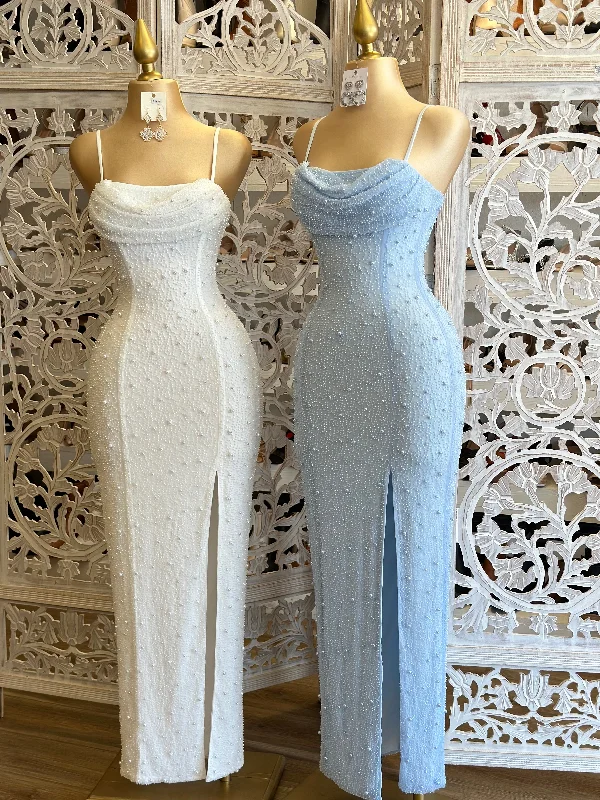 Shop the Hottest Deals!Cowl Neck Embellished Dress- Stretchy