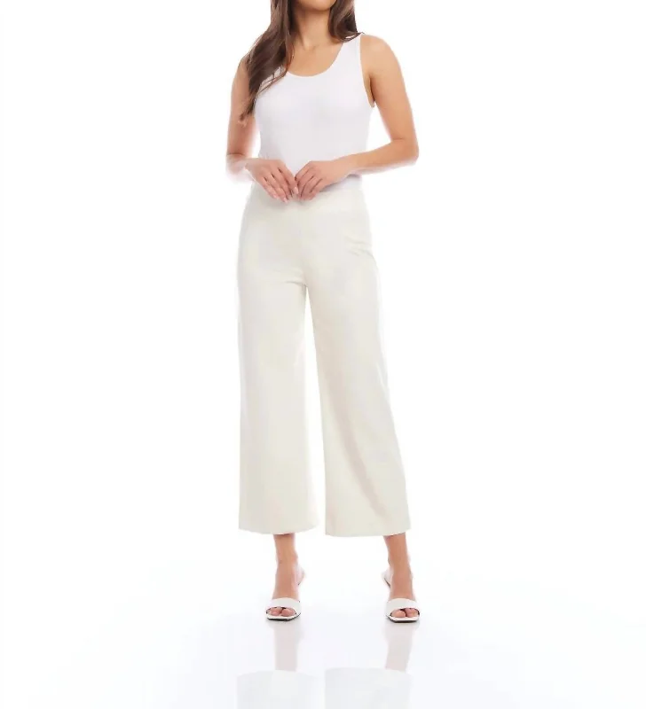 Only a Few Left – Order Now!Faux Leather Cropped Pants In Off White