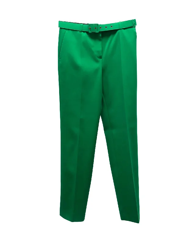 Grab Yours Before It’s Too Late!Givenchy Belted Tailored Trousers in Green Polyester