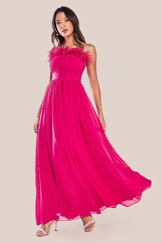 The Best Deals Won’t Wait!Goddiva Bridesmaids Chiffon Maxi Dress - Hot Pink