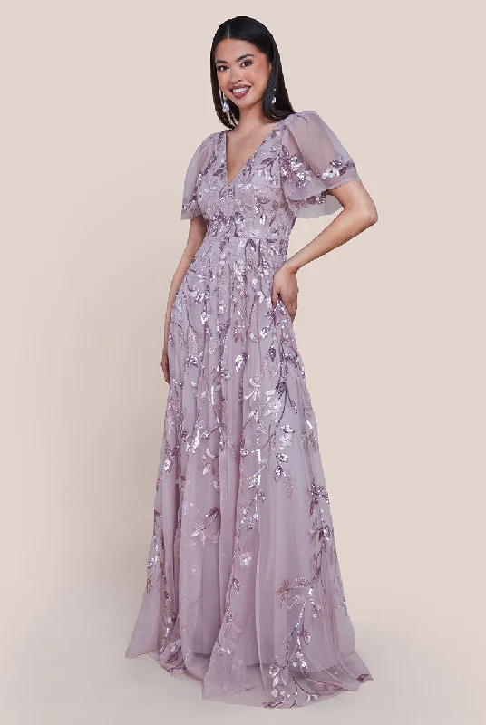 Special Discounts Inside!Goddiva Flared Sleeve Embroidered Maxi Dress - Blush