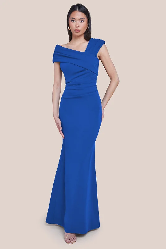 Save More When You Shop More!Goddiva One Shoulder Evening Maxi Dress - Royal Blue