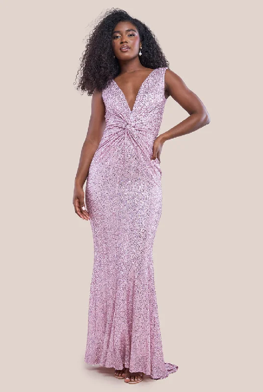 Mega Sale Happening Now!Goddiva Twisted Front Sequin Maxi Dress - Blush