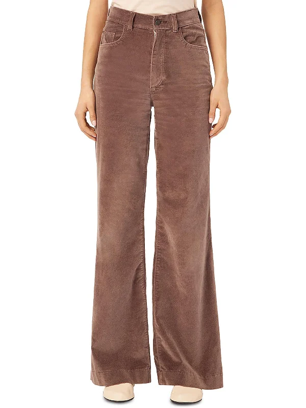 The Best Deals Won’t Wait!Hepburn Womens Velvet High Rise Wide Leg Pants