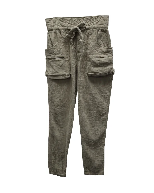 Your Exclusive Offer Awaits!Isabel Marant Étoile Bessie Paper Bag Waist Trousers in Beige Cotton