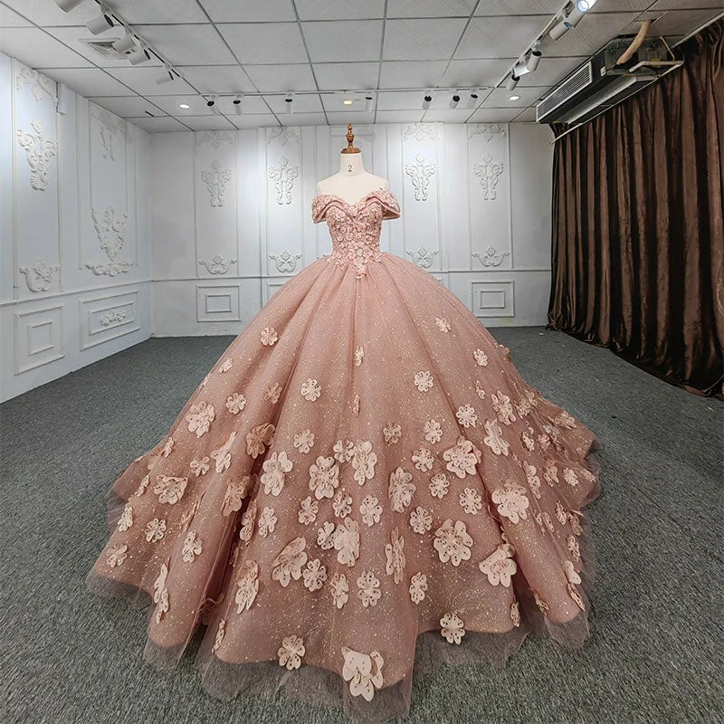 Enjoy Huge Discounts Now!Jancember 9939 Pink Flower Off Shoulder Party Gowns Evening Prom Dresses