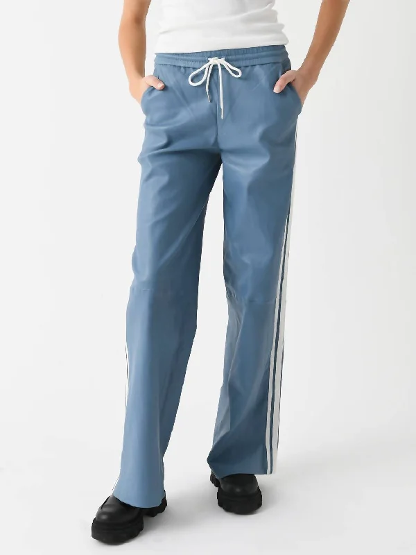 Your Exclusive Offer Awaits!Leather Athletic Drawstring Pant In Chambray/white