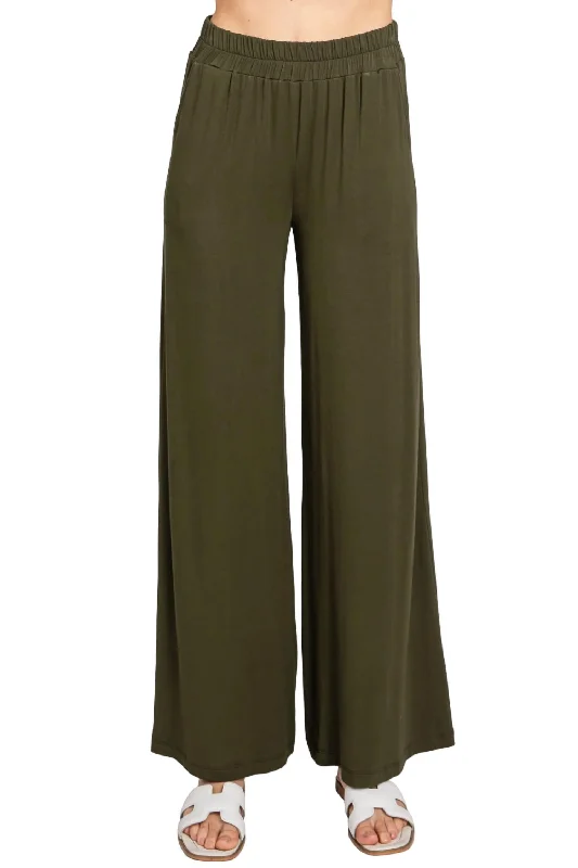 Mega Sale Happening Now!Let's Lounge Wide Leg Pant In Deep Olive