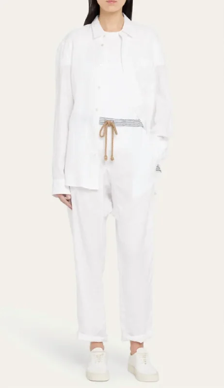 Get More for Less!Linen Carrot Trouser In Salt White