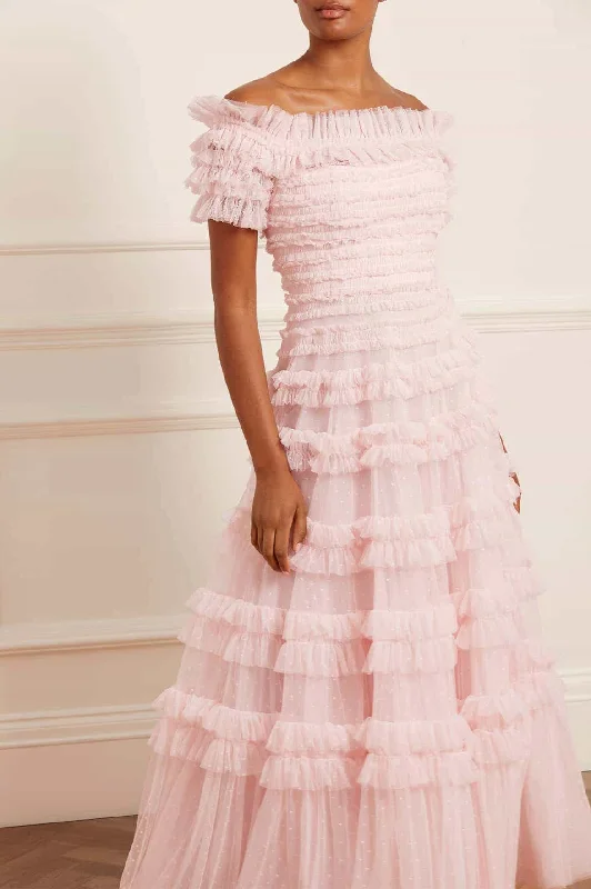 Stock Up and Save!Lisette Ruffle Off Shoulder Gown
