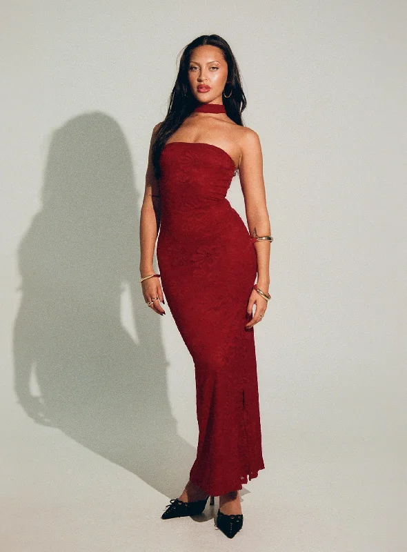 Every Deal is a Steal!Melantha Strapless Maxi Dress Red