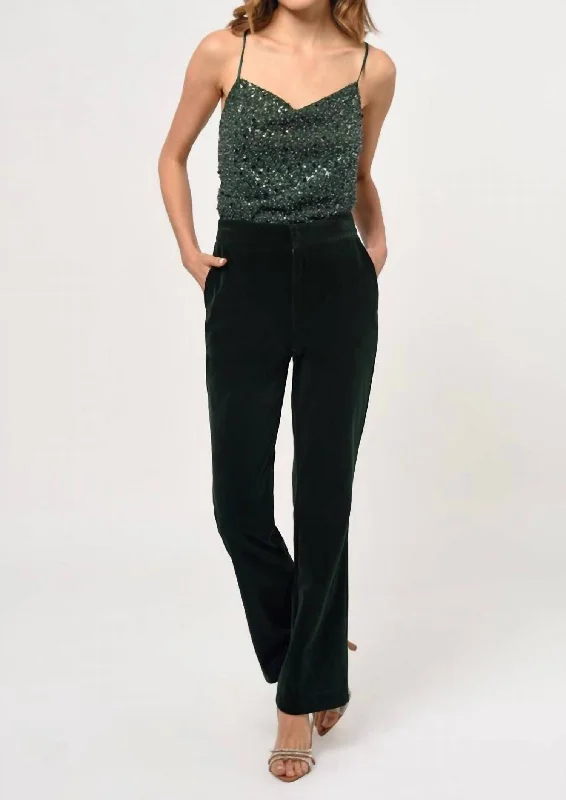 Grab Yours Before It’s Too Late!Milton Velvet Straight Leg Trouser In Forest Green