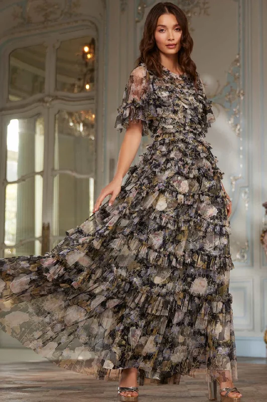 One Day Only – Huge Savings!Moonlight Petals Round Neck Gown