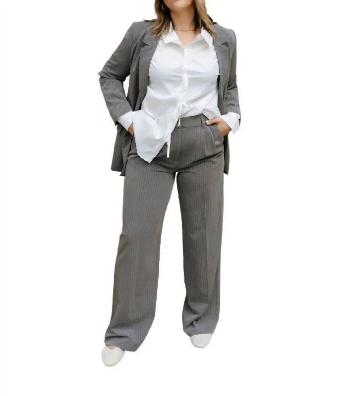 Buy More, Pay Less!Pinstripe Trousers In Gray