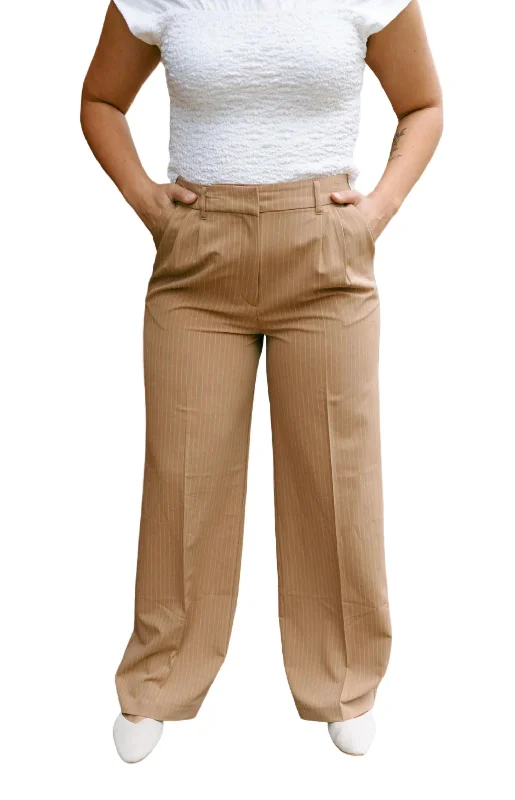 Shop Now and Save!Pinstripe Trousers In Tan