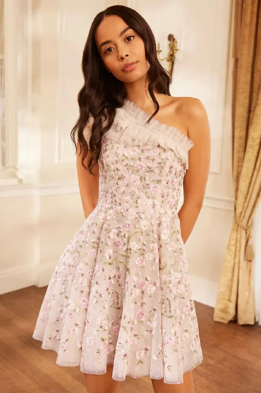 Limited Stock Available!Posy Pirouette One-Shoulder Micro Mini Dress
