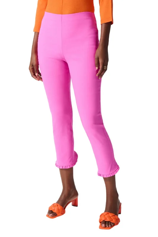 Shop Today, Save Tomorrow!Ruffle Trim Capris Pant In Ultra Pink