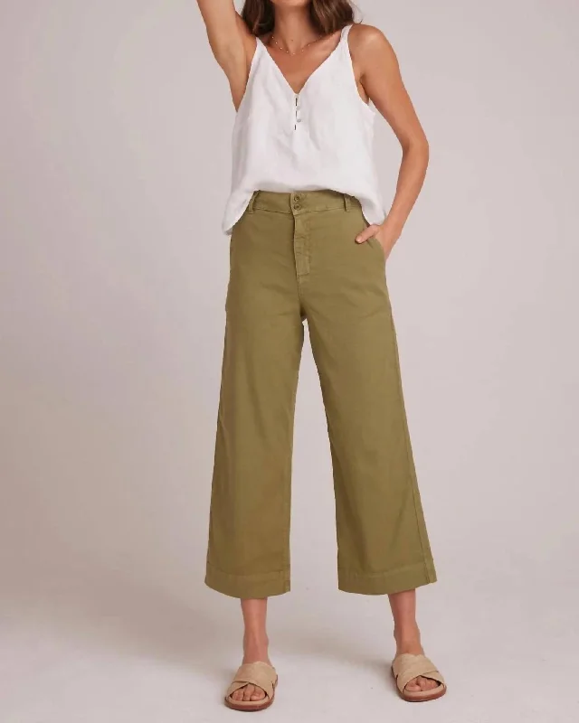 Limited-Time Price Drop!Saige Linen Wide Leg Crop Pants In Tropical Olive