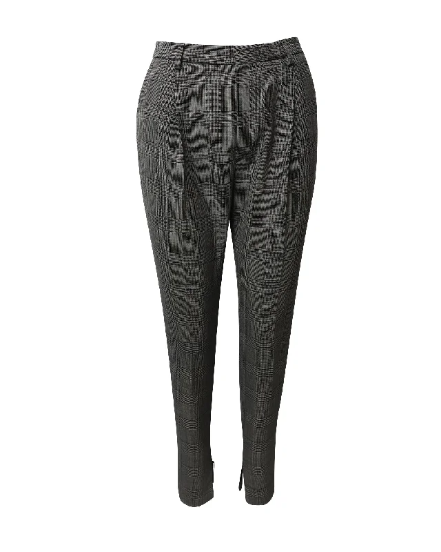 Limited Edition, Limited Price!Saint Laurent Checked Slim Trousers in Grey Wool