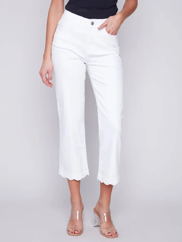 Everything Must Go!Straight Leg Scallop Denim Pant In White