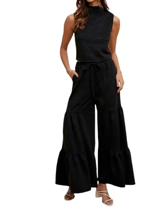 Time to Snag a Bargain!Two Piece Palazzo Pant Set In Black
