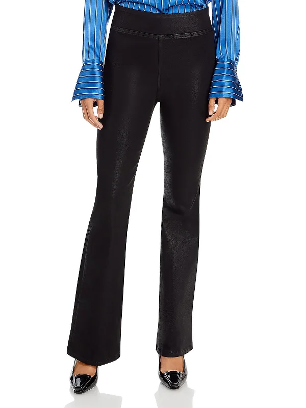 More Discounts, More Joy!Womens High Rise Coated Flared Pants