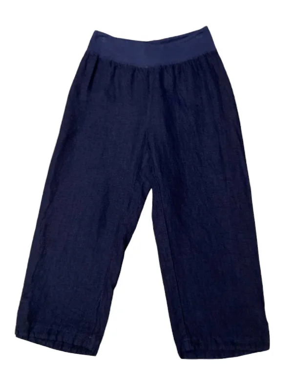 Time to Save Big!Women's Linen Capri Easy Pants In Nightsky