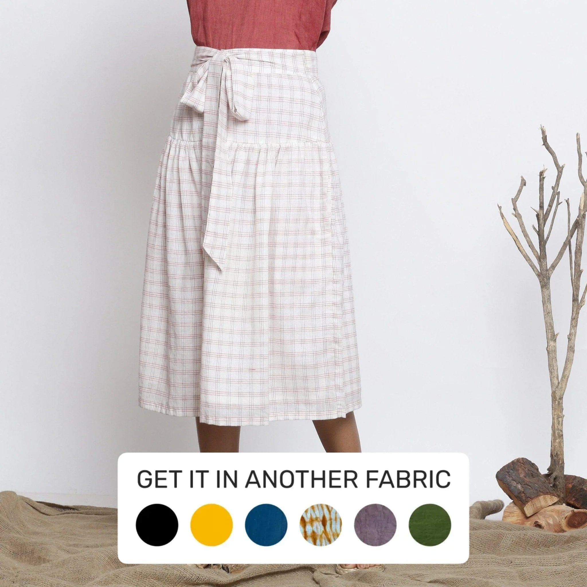 Today Only – Don’t Miss It!Ecru Handspun Cotton High-Rise Gathered Midi Skirt