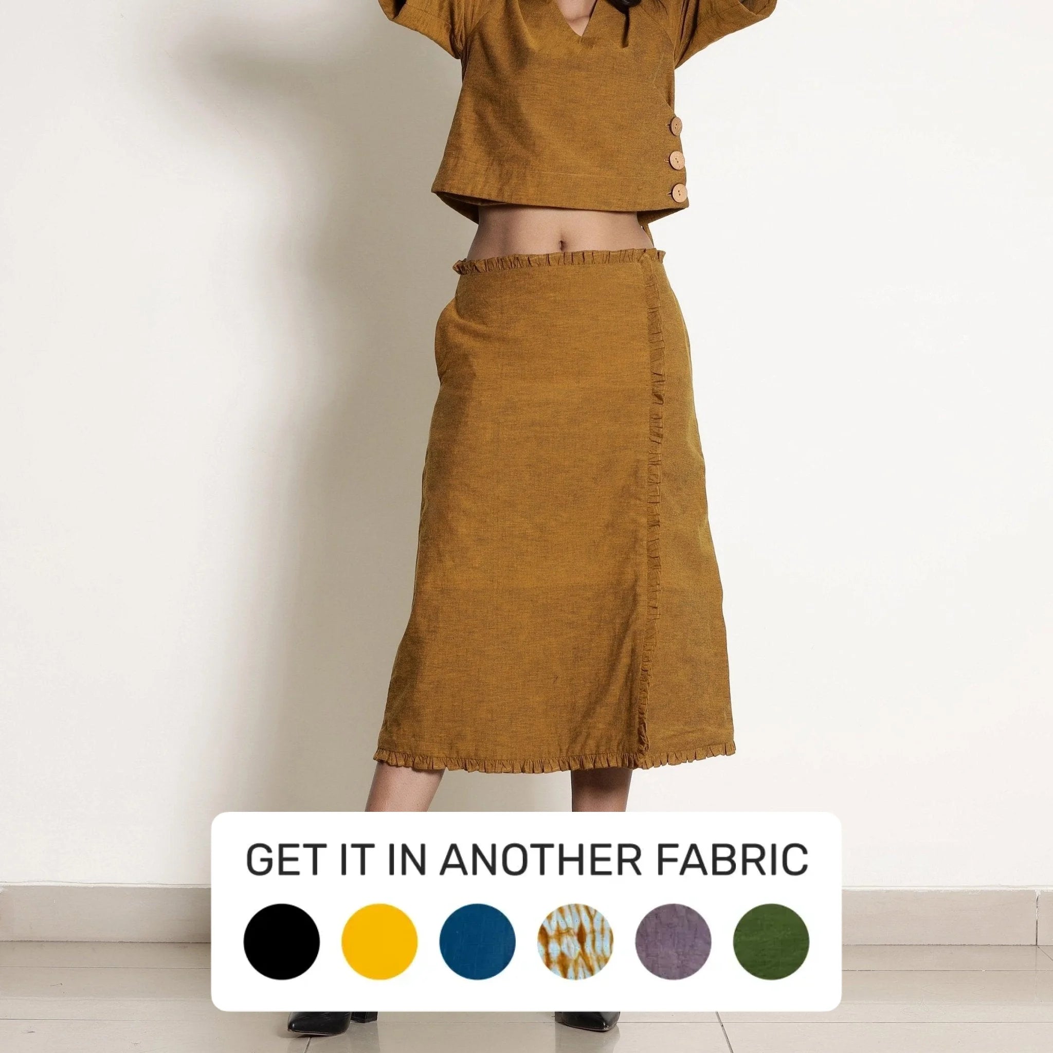 Best Deals Just for You!Golden Oak Warm Cotton Frilled Midi Skirt