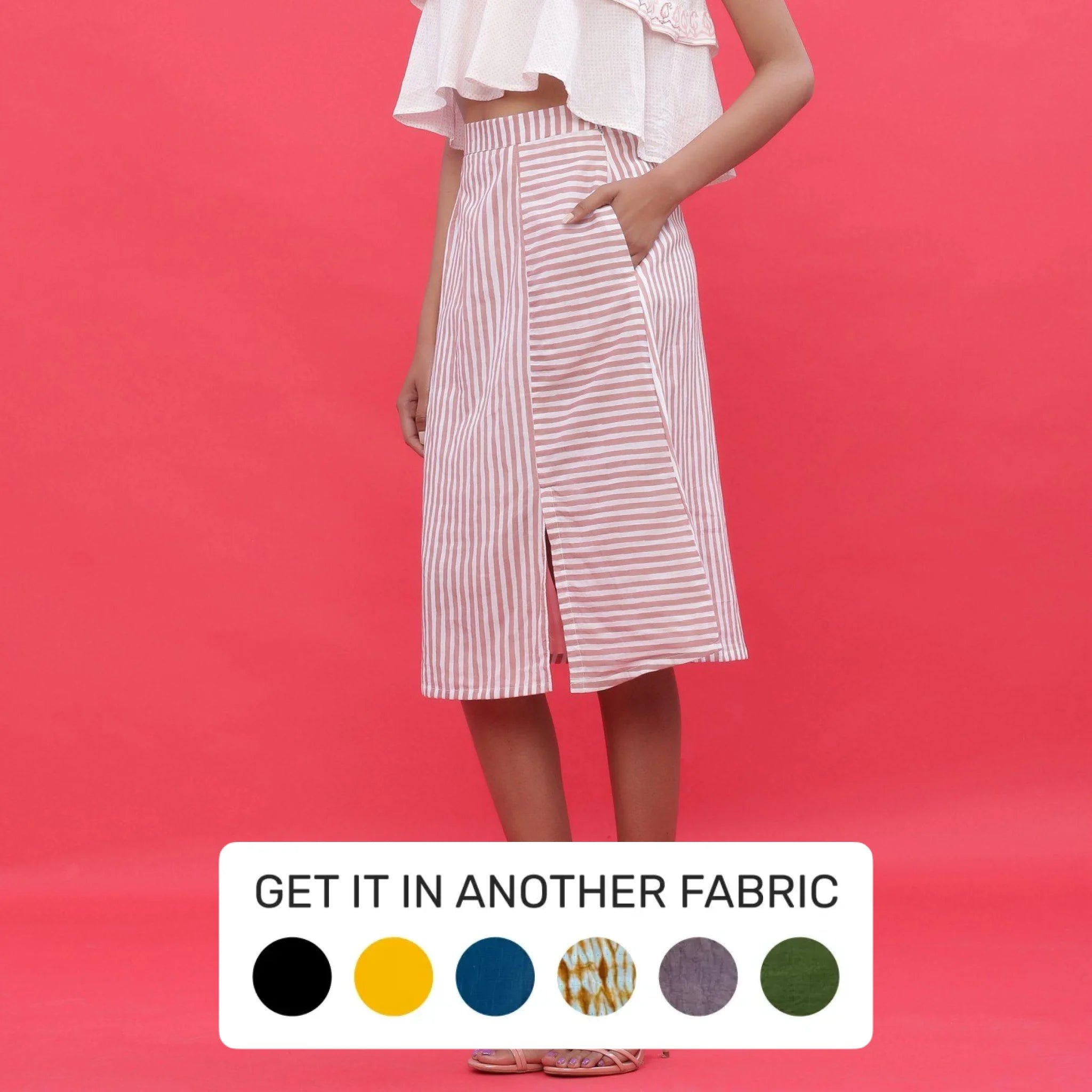 Get It Before It’s Gone!Pink Hand Screen Printed Cotton Knee Length A-Line Skirt