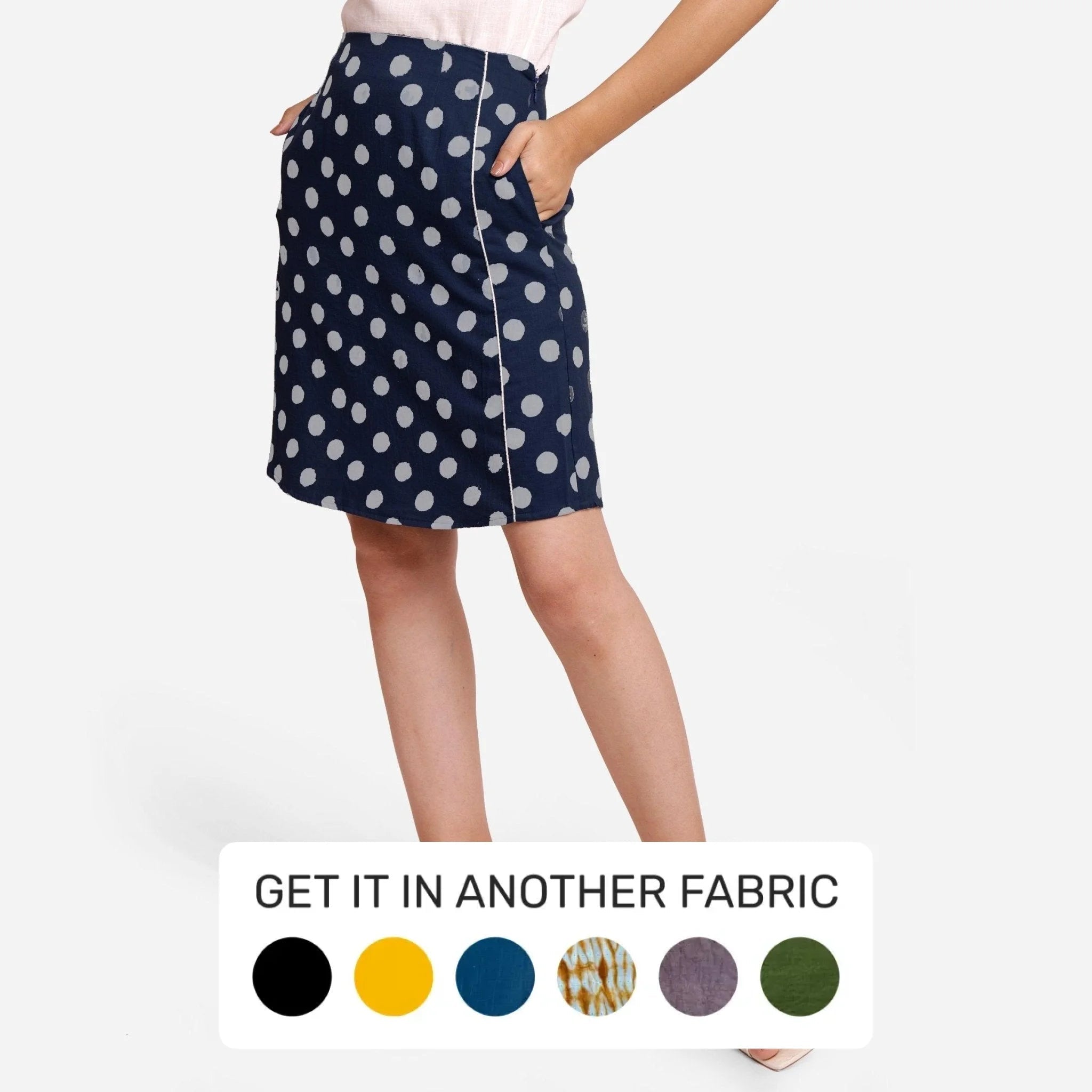 Crazy Discounts Inside!Polka Dot Block Printed Cotton Pencil Short Skirt