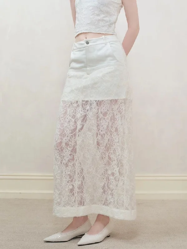 Grab Yours Before It’s Too Late!Lace Splicing Semi-sheer Halter Dress【s0000008194】