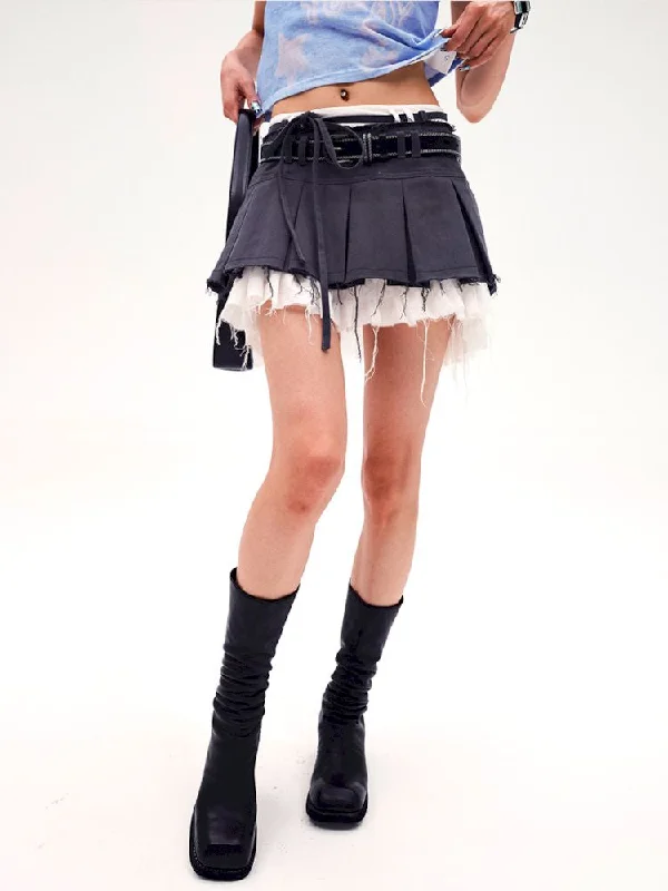 Great Deals, Just for You!Raw-edge pleated skirt【s0000008223】