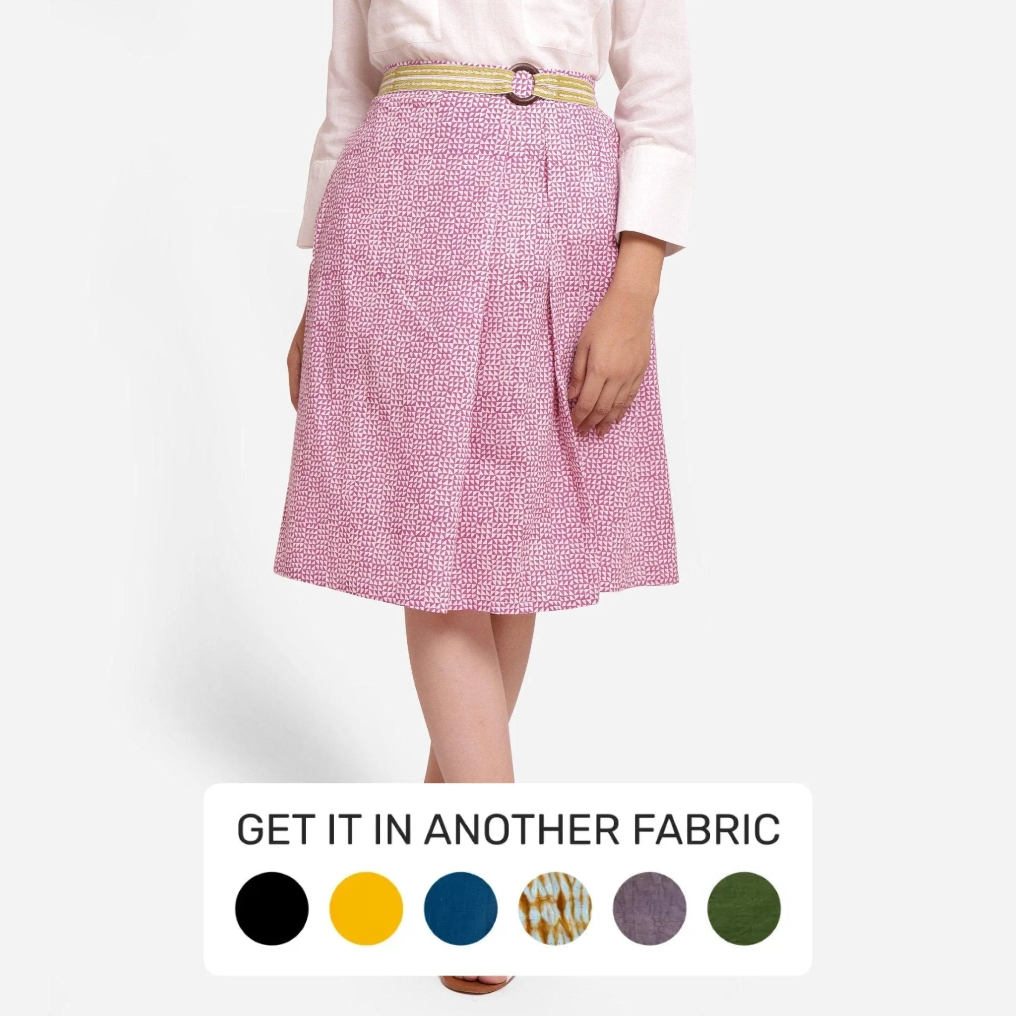Grab Yours Before It’s Too Late!Wine Block Print Cotton Knee Length Pleated Skirt