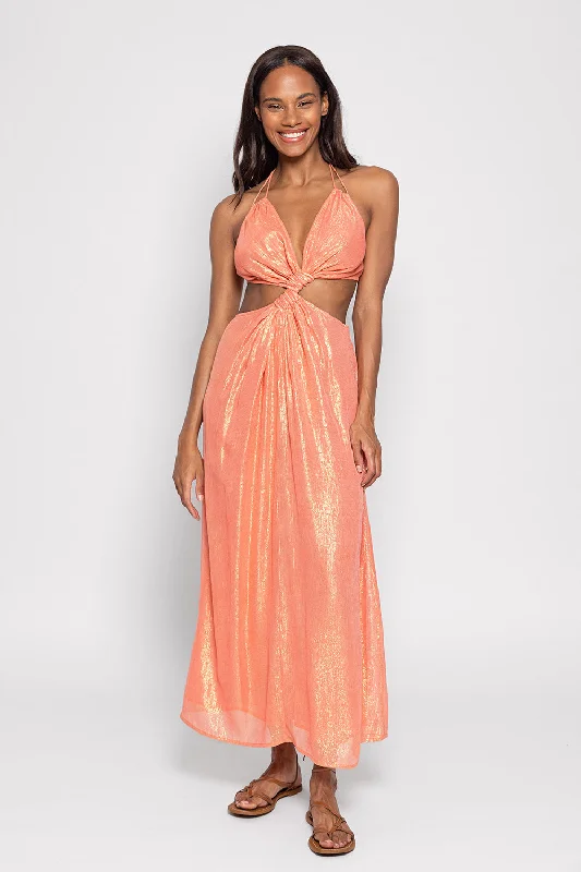 Limited Time Offer!BETTINA LONG DRESS IOS APRICOT