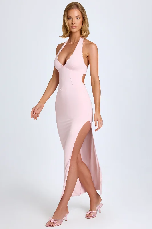 Unmissable Offers Await!Modal Lace-Trim Halterneck Maxi Dress in Blush