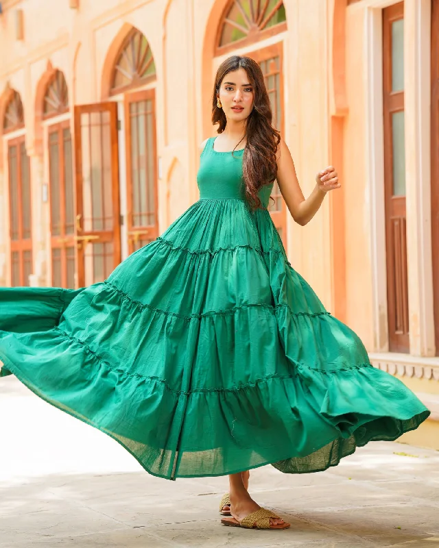 Best Price of the Season!Emerald Green Tiered Maxi Dress