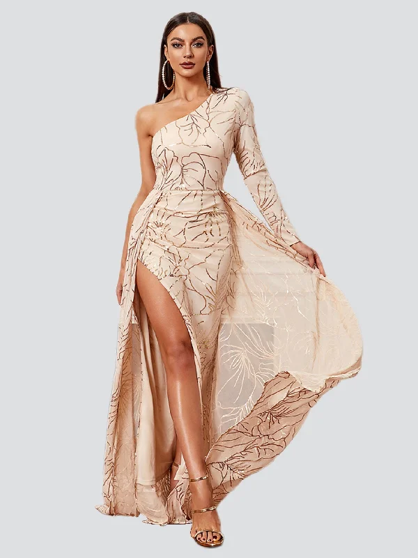 Shop Now and Save!Formal One Shoulder Split A Line Dress XJ987