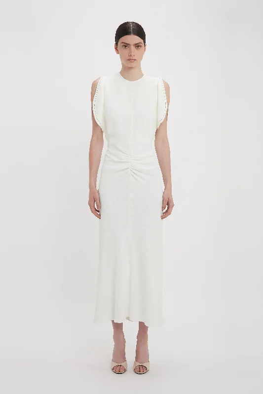 Instant Savings Await!Exclusive Gathered Waist Midi Dress In Ivory