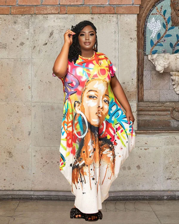 Huge Price Cuts Await!Graphic Print Maxi Dress