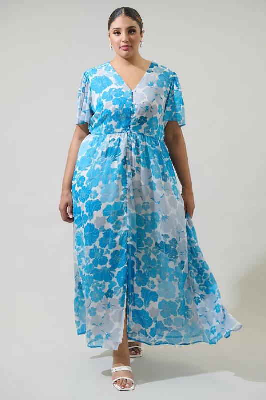 The Best Deals Won’t Wait!Kerela Floral Linana Button Front Maxi Dress Curve