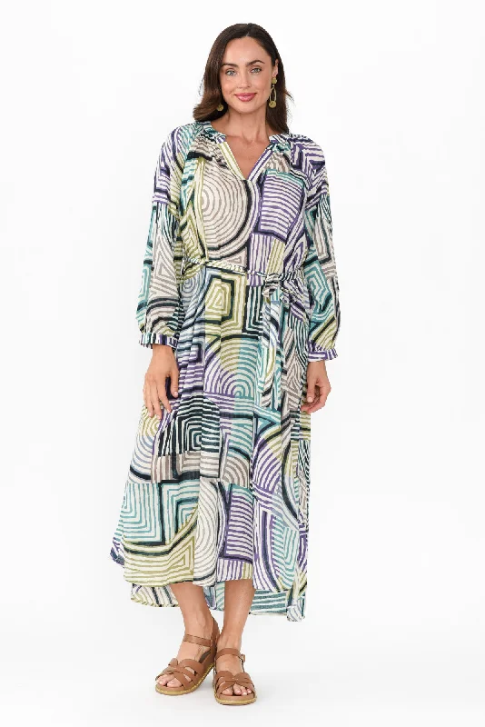 Grab Yours Before It’s Too Late!Liliana Green Ripple Cotton Tie Dress