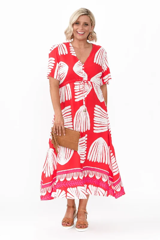 Bigger Savings, Better Shopping!Lynton Red Shell Tie Dress